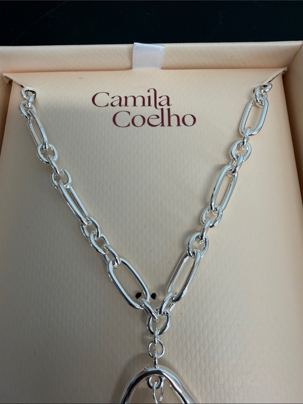 Camila Coelho | Paperclip Chain Pendant Necklace w/ Baroque Faux Pearl - Picture 4 of 7